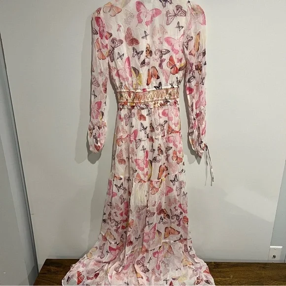 NWT Hale Bob Bluebell Maxi Dress Ivory Butterfly - Picture 4 of 10